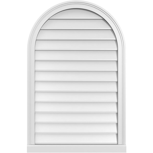 Ekena Millwork Round Top Surface Mount PVC Gable Vent w/ 2"W x 2"P Brickmould Sill Frame, 26"W x 40"H GVPRT26X4003SN - main
